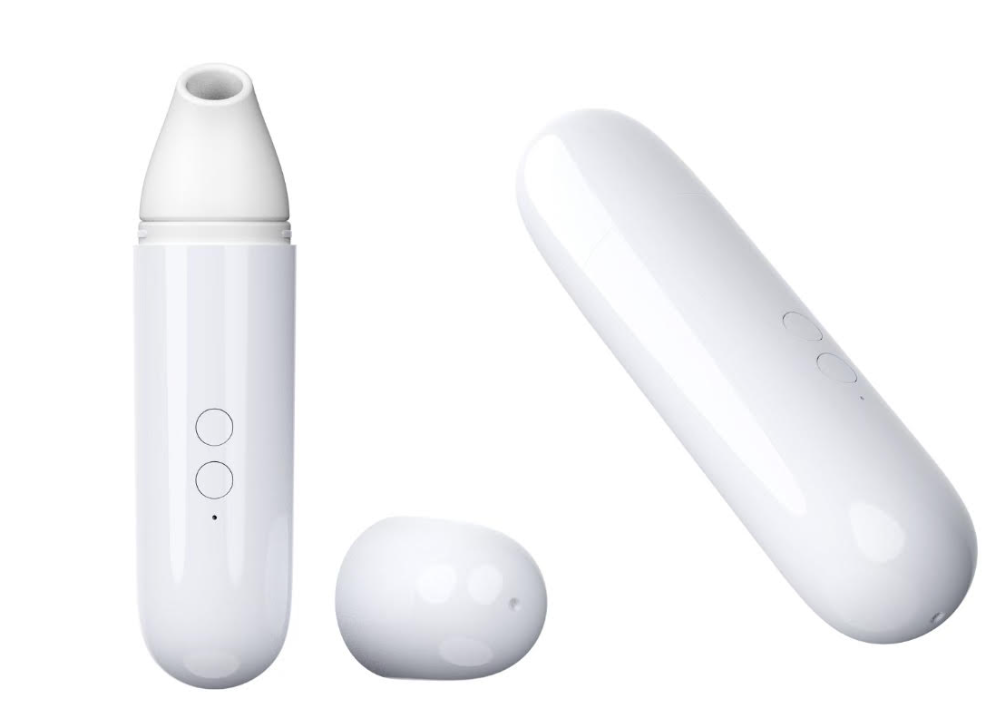 White compact device with removable cover